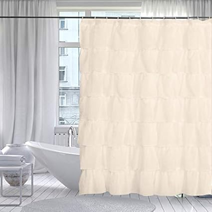 Gypsy Ruffled Shower Curtain Cream 70 Width X 72 Length Bathroom