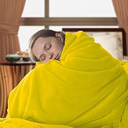 Fleece Yellow Throw Blanket for Couch Cozy Soft