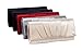Damara Womens Satin Pleated Clutch Bag Wedding Bridal Prom Evening Handbag,Silver, Large