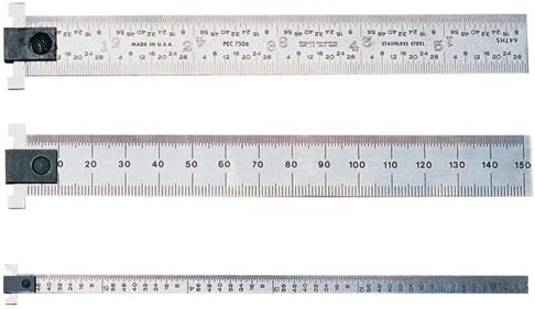 PEC Adjustable Hook Rule - Size: 24" Model: 402-H24 Width: 1-1/8" Graduation: 4R 8ths, 16ths,32nds &amp; 64ths.