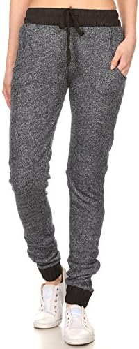Riva US MP107 Women French Terry Relaxed Lounge Sweat Pants (Navy Blue, Large)