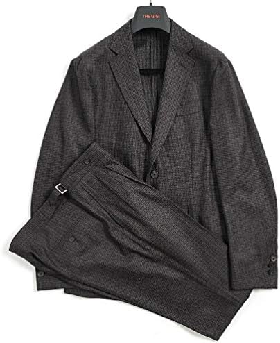 ザ ジジ Angie テーラード スーツ セットアップ 2bシングル ノッチドラペル 秋冬 メンズ ヴァージンウール 100 チェック グレー イタリア ブランド 50 並行輸入品
