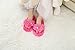 Onmygogo Girl’s Bejeweled Flip Flops, Little Kid Fuzzy Indoor Slippers, 3 sizes (M--US little kid size 12.5-1, Pink)