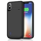 Battery Case for iPhone X/XS 5000mAh,musttrue Portable Protective Charger Case Rechargeable Extended Battery Pack Charging Case for iPhone X/XS/10 (5.8 inch) Ultra Slim Backup Cover Power Bank - Black