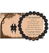 HGDEER Boyfriend Gifts, 8mm Natural Tiger Eye Lava Rock Stone Yoga Mens Bracelet for Boyfriend Hu...