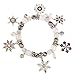 LUX ACCESSORIES Frozen Snowflake Christmas Xmas Snow Flake Braded Charm Bracelet