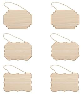 Amazon.com: Unfinished Wood Plaque - 6-Pack Hanging MDF 