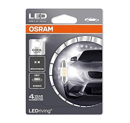 OSRAM 6431CW-01B Cool White 12V 0.5W 31mm 180° Soffitte Lampe Blister Kaltweiss Innenbeleuchtung