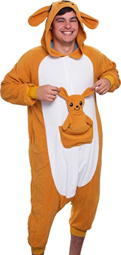 Silver Lilly Unisex Adult Pajamas - Plush One Piece Cosplay Kangaroo Animal Costume