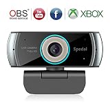Full HD 1080P/30fps Webcam with Built-in Dual Analog Microphones, 100° Extend Angle Spedal Computer Gaming Streaming Web Cam for OBS Xbox XSplit Skype Facebook, Compatible for Mac OS Windows 10/8/7