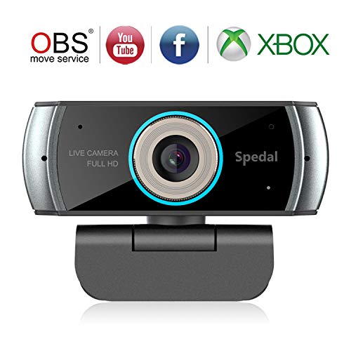 Full HD 1080P/30fps Webcam with Built-in Dual Analog Microphones, 100° Extend Angle Spedal Computer Gaming Streaming Web Cam for OBS Xbox XSplit Skype Facebook, Compatible for Mac OS Windows 10/8/7