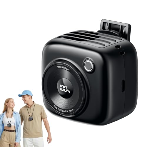 Slientspin Ventilador Portátil Cintura, Ventilador Portátil de Cuello Recargable, Batería 3000mAh 10H Autonomía, 3 Velocidades 14500RPM, para Senderismo,Exteriores,Trabajo -Ventilador Enfriamiento