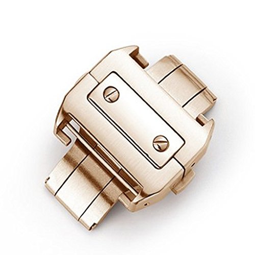 [Richie strap]18mm/21mm 316L Steel Deployment Buckle Metal Clasp Watch Band Strap for Cartier Santos 100 (21mm, Rose Gold)