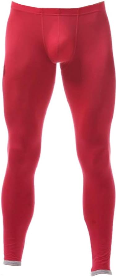 Mens Semi Opaque Thin Ice Silk Long Johns Colorful Soft Lift Buttocks Long Pants