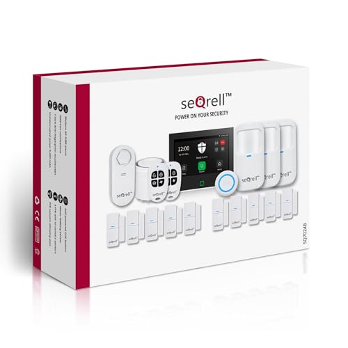 seQrell, Home Alarm Kit with Mobile Notice without WiFi and 4G GSM with 7" Touch Screen and 5000 mAh Battery, Alexa and Google, Tuya Smart Life App, Water Leak Detector, SQ7024B