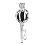 10pcs Key Shape Hollow Silver Plated Bead Cage Locket Pendant - Add Your Own Pearls, Stones, Rock to Cage,Add Perfume and Essential Oils to Create a Scent Fragrance Diffusing Pendant Charms