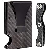 TeeJay Carbon Fiber Minimalist Wallet & Key Organizer Set. Premium Gift Box includes RFID Blocking Front Pocket Wallet And Modern Design Slim Pocket Keychain For Men and Women.