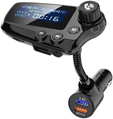 Gleders 2 in 1 Car Bluetooth MP3 & 2.4 High Current & QC3.0 Fast Charging Interface, Bluetooth Car Charger Adapter 5.0 FM Transmitter Vehicle Modulator 1.8in Screen