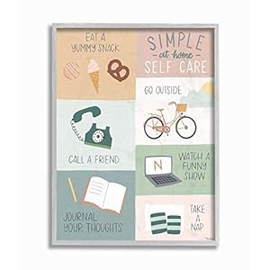 Stupell Industries Simple Home Self Care Advice Stay Positive Design, Designed by Gigi Louise Wall Art, 16 x 20, Grey…