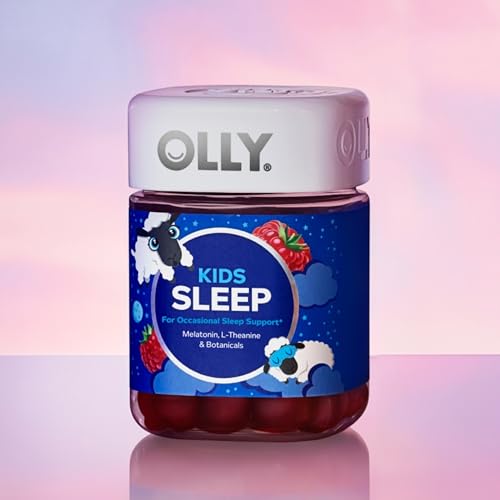 OLLY KIDS SLEEP GUMMY, 0.5MG MELATONIN, L THEANINE, CHAMOMILE, AND LEMON BALM, CHILDRENS CHEWABLE SUPPLEMENT, RASPBERRY – 50 COUNT