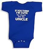 Lil Shirts I'm Cute/See My Uncle Baby Bodysuit (6-12 Mos, Blue)