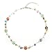 Chuvora Venetian Murano Glass Bead Multi-Colored Millefiori Flower Round Disc Necklace, 16-18 inches