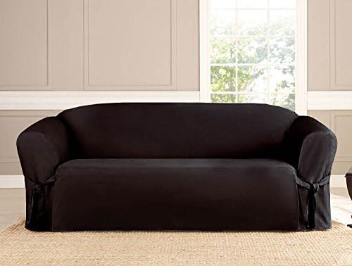NEW Black, Sofa: MicroSuede Comfortable Slipcover Chair Furniture Cover Protector