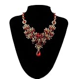 Ikevan Hot Selling Necklace Women Prom Wedding Bridal Jewelry Crystal Rhinestone Necklace Earring Sets Red