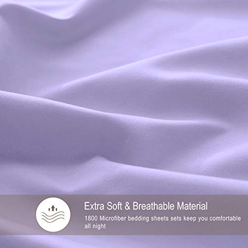VEEYOO Queen Size Sheet Set - Super Soft 1800 Thread Count Premium Bed Sheet Sets - 16-Inch Deep Pockets, Hypoallergenic Brushed Microfiber, Wrinkle & Fade Resistant Sheet - 4 Pieces, Lavender