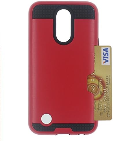 LG K10 2017 Case, LG K20 Plus Case, LG K20 V / LG Harmony / LG Grace Case, Xtuker [Credit Card Slots Holder]Hard Silicone Hybrid Armor Shockproof Protective Case For LG K20V (Red)