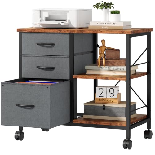 OLIXIS Mobile File Cabinet with 3 Drawers, Rolling Under Desk Storage