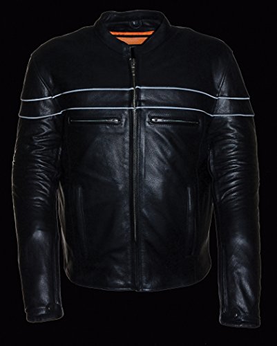 Milwaukee Men's Premium Leather Vented Scooter Jacket (Black, Medium)