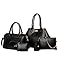 JOLLYCHIC Women's PU Leather Top Handle Bag Shoulder Bag Wallet Purse 5 Pcs Set Black