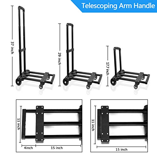 KOMEX Folding Hand Truck 100 Kg/220 lbs Capacity Heavy Push Cart Dolly Duty Luggage Trolley Cart with Telescoping Handle for Luggage, Personal,Travel,Auto,Moving and Office Using