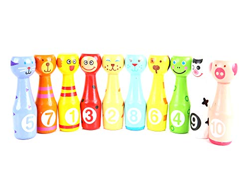 image for Neato Tek Cute Indoor Outdoor Kids Bowling Friends Play Set Animal Bow