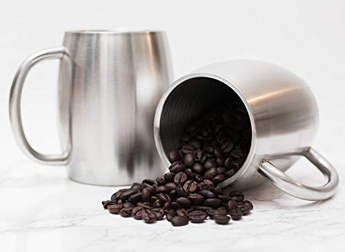 Lawei 2 Stück Edelstahl Kaffeebecher 400ml Campingtasse Isolierbecher Edelstahlbecher Thermobecher Kaffeetasse mit Deckel für Reise Getränke Kaffee Tee Wein – Bild 8