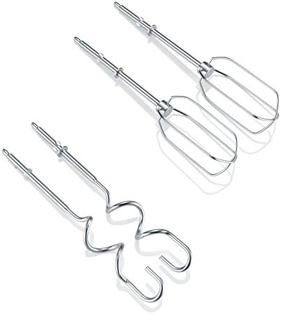 Handmixer, Handrührgerät mit 5 Geschwindigkeitsstufen, praktischer Handrührer mit 2 Edelstahl-Rührbesen und -Knethaken, 400 W, weiß-schwarz / Edelstahl, HM 3830