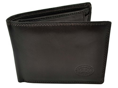 London Leather Goods Mens Quality Soft Leather Wallet Trifold Stylish (Dark Brown)