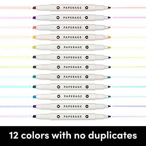 PAPERAGE Dual Tip Highlighters, Broad & Fine Point Tips, Assorted