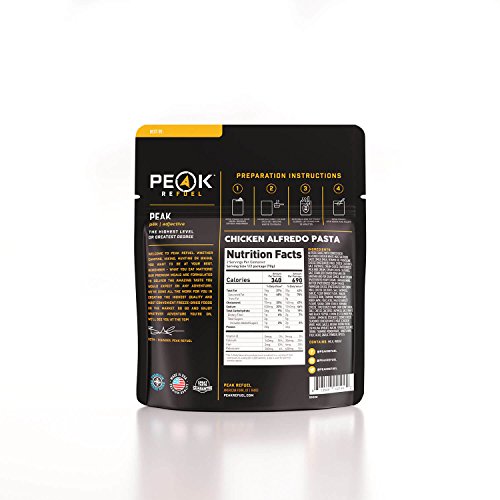Peak Refuel Chicken Alfredo Pasta | 2 Serving Pouch | Freeze Dried Backpacking and Camping Food | Amazing Taste | Quick Prep