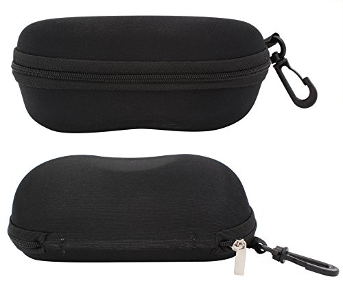 TBOC Hard Sunglasses Case – [Pack: 2 Units] Black Belt Case for Lenses Reading Safety Work for Car Large Original Fashion Design with Clip for Men and Women
