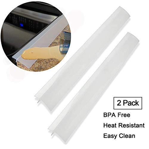 SIMTEXGREEN 25 Inches Silicone Stove Counter Gap Cover Easy Clean Wide & Long Gap Filler Seals Spills Between Stoves Kitchen Counter Washer & Dryer For Oven Stove Top Space Fillers Half Clear