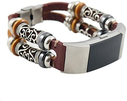 Fitbit Charge 2 Watch Bands,Sansee Replacement Leather Wristband Band Strap Bracelet For Fitbit Charge 2 (Brown)