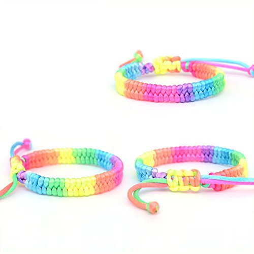 iSuperb Rainbow Beads String 109 Yards 1mm Elastic Cord Thread Color Beading Threads Stretch String Fabric Crafting Cords for Jewelry Making, Rainbow Color