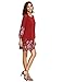 Floerns Women's Scoop-Neck Floral Long Sleeve Short Straight Dress, Red-2, Large
