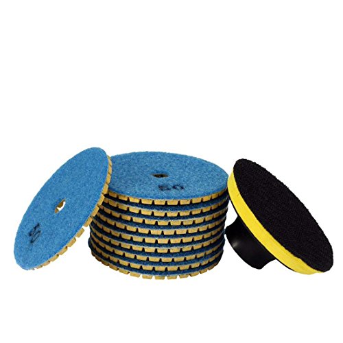 ZXHAO 4 inch Grit 50 Diamond Wet Dry Polishing Sanding Grinding Pads (10+1) pcs