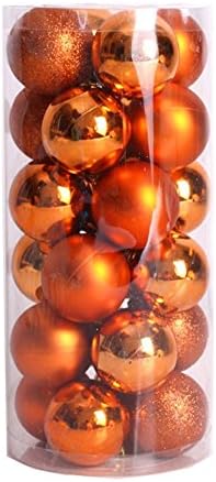 24 PC X 24 Christmas Tree Ball Ornaments Decorations Barrel Plating Assorted Xmas Baubles Pendants (Orange)