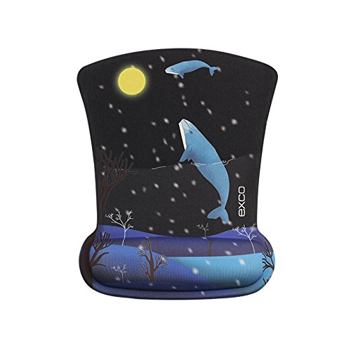 Blue Whale-Exco MSP-011 3D Sublimation Non-slip Soft Ergonomic Mouse Pad With Memory Form Wrist Rest (Blue Whale)