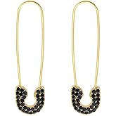 ZHOUMEIWENSP Paper Clip Earrings Safety Pin Earrings for Women 14K Gold Plated Safety Pin Earrings