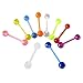 SQdeal 10PCS MUL-COLOR TONGUE NIPPLE RING FLEXIBLE ACRYLIC BALL BARBELLS BODY PIERCING